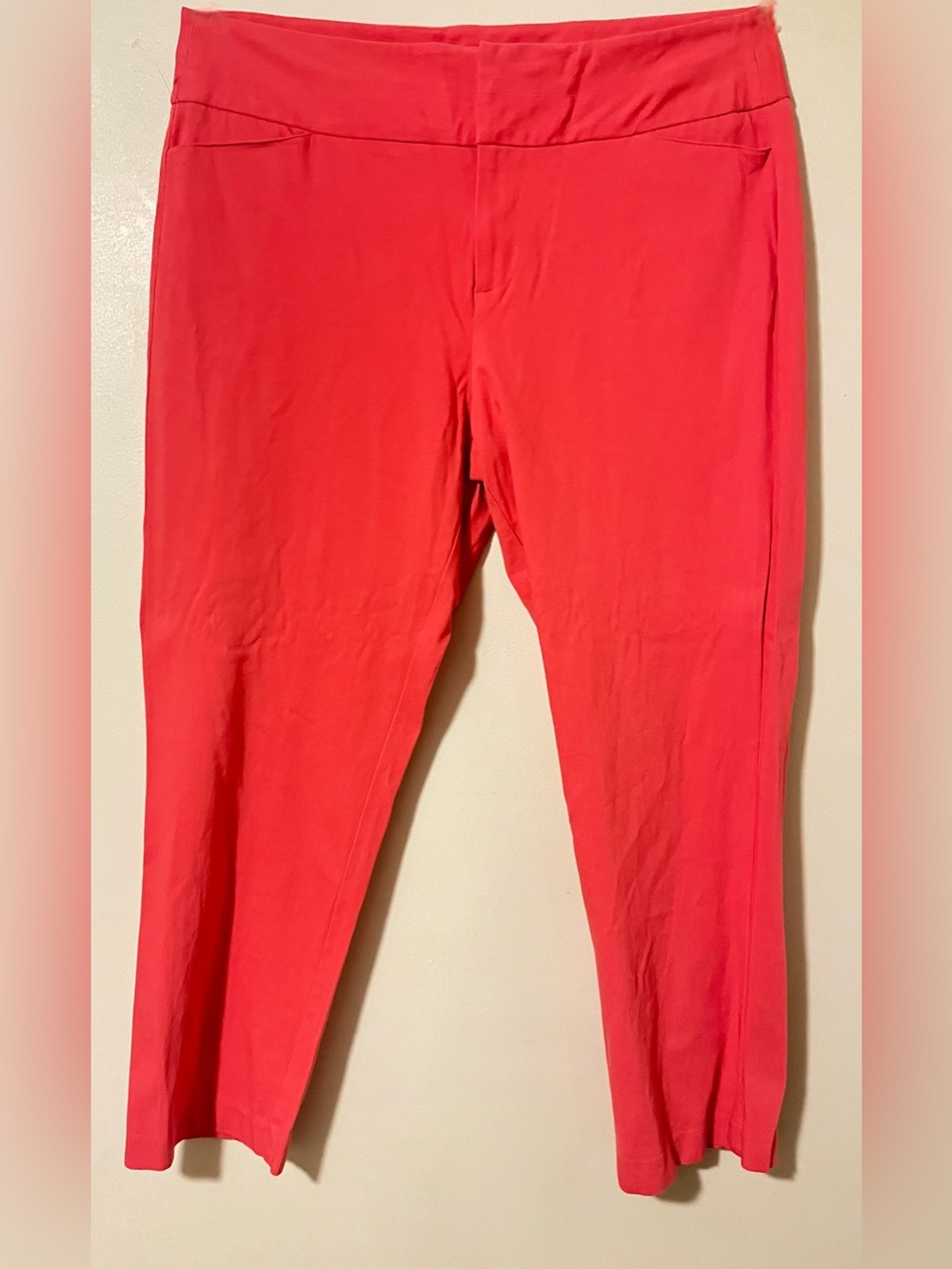 ELLE Women’s Size 14 Pink Casual Chino Pants Cotton Spandex